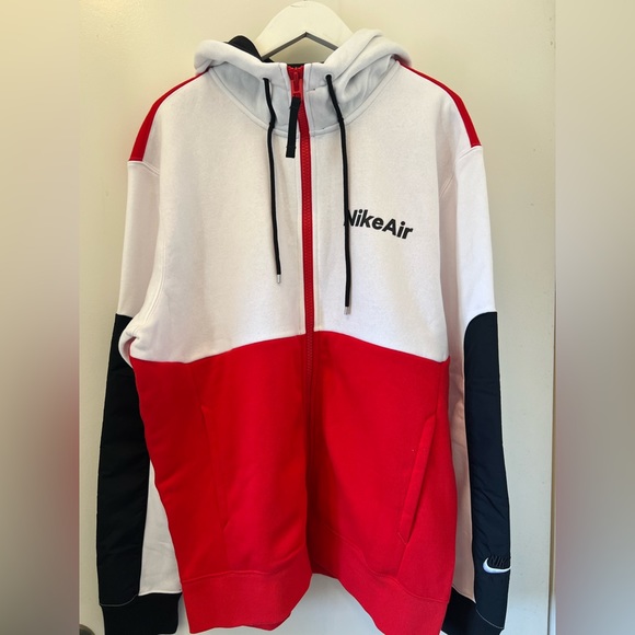 Nike Air full zip hoodie black red white block style Men’s size Medium - Picture 1 of 7